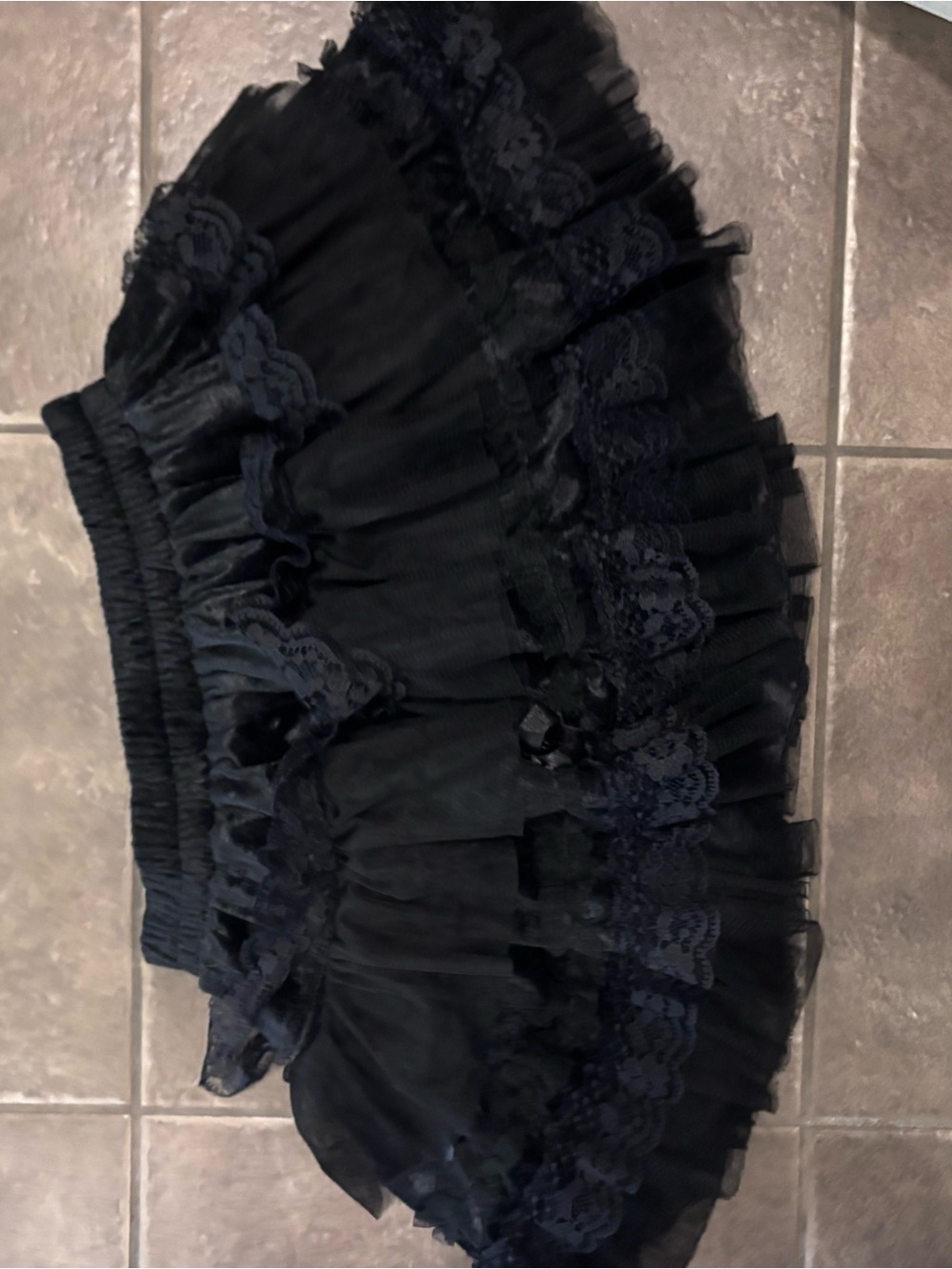 Black Tiered Lace Mini Skirt